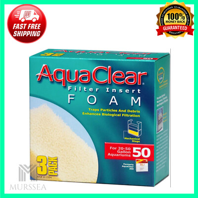 AquaClear 50 Foam Filter Inserts Aquarium Filter Replacement Media, 3-Pack A1394