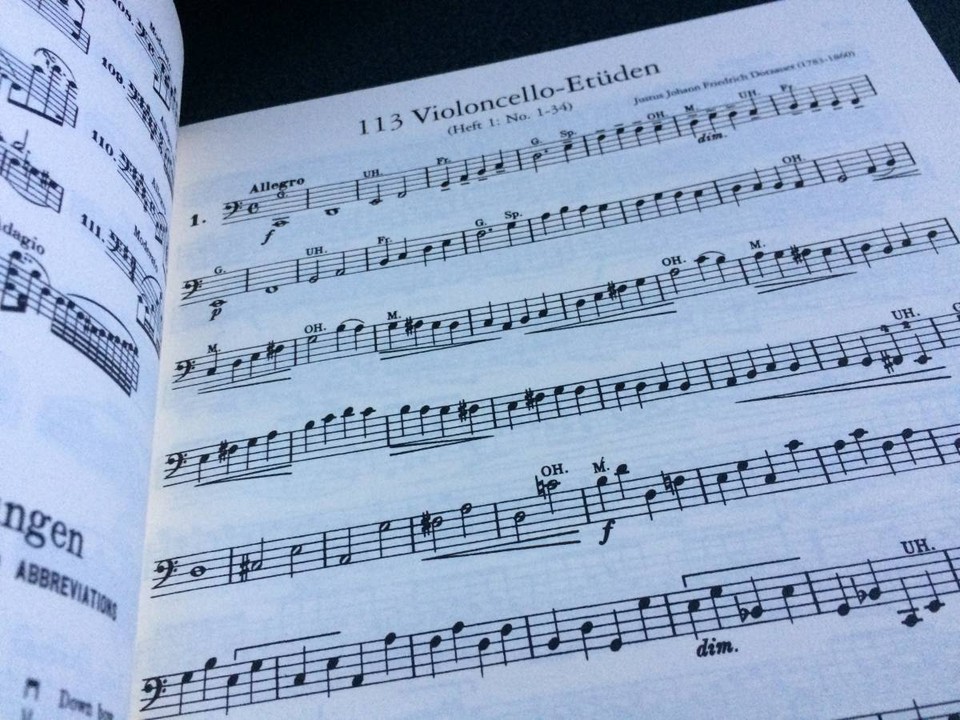 Violin Musical Score Instruction DOTZAUER 113 Exercises for Violoncello