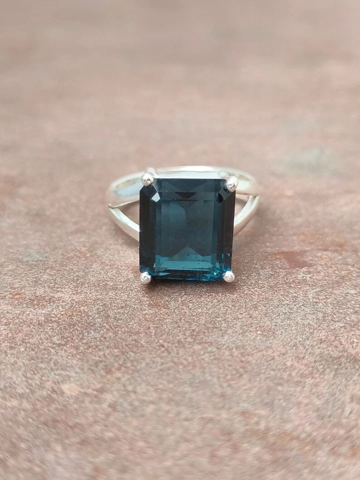 10 Ct London Blue Topaz Wedding Solitaire Ring 925 Solid Silver