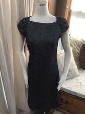 Ann Taylor Black Chambray Wool Blend Tweed Sheath Dress 10 Excellent