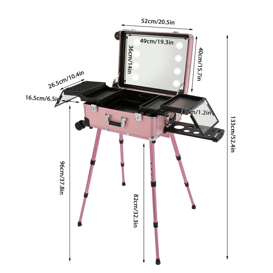 Organizador de tocador con ruedas maquillaje tren estuche caja profesional cosmético estuche de viaje Foto 3 de 4