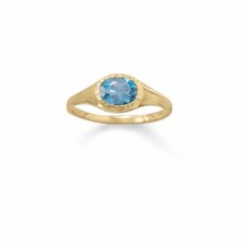 Gold-Plated Blue Topaz Ring 925 Sterling Silver