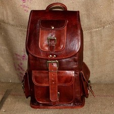20" New Large Genuine Leather Backpack Rucksack Travel Bag For Men's and Women's