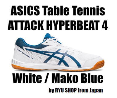 ASICS Table Tennis Shoes ATTACK HYPERBEAT 4 1073A056.100 White / Mako Blue