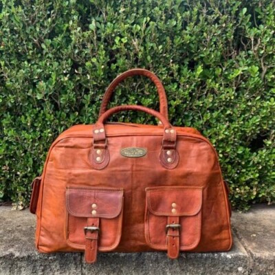 Men's Sport Weekender Handmade Leather Travel Luggage Duffle Weekend Bag New