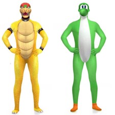 Adult Kids Cosplay Costume The Super Mario Bros Bowser Yoshi Mask Jumpsuit suit