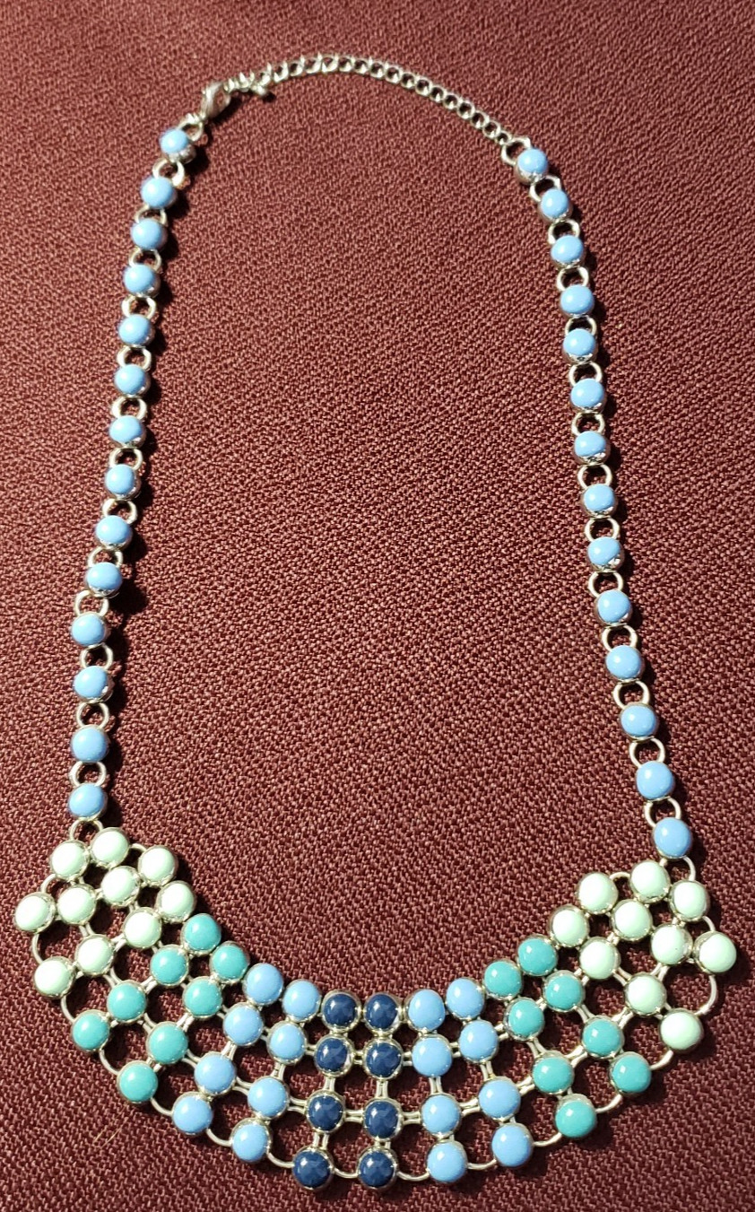 Blue Green Boho Statement Necklace Easter Gift Mo… - image 1