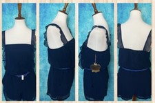 Navy Desert Romance Ruffle Strap Romper Princess Vera Wang Dress Girls Size M