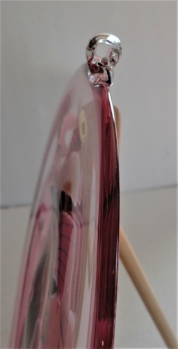 10" Signed Mint Round Blown Fused Art Glass Abstract Face Sun Catcher - Imagen 8 de 9