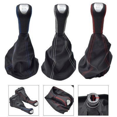 Gear Knob Cover for VAZ 2170 Designed for Manual Use in Black Leather Finish