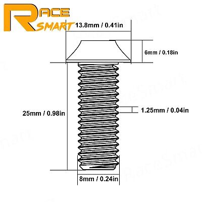 M8 x 25mm Rearsets Foot Pegs Mounting Bolts Screws For M8 x 25mm Rearsets Foot Pegs Mounting Bolts Screws For