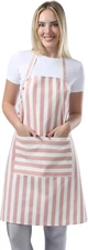 Kitchen Apron Waterdrop Resistant Cotton Apron with Adjustable Aprons for Wom...