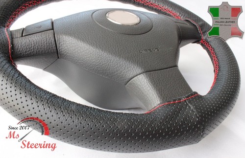 PARA LANCIA AURELIA 50-58 CUBIERTA VOLANTE CUERO NEGRO PERF PUNTA ROJA - Imagen 5 de 6