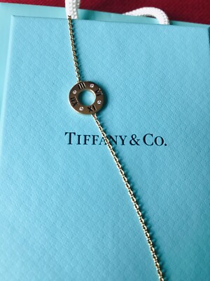 Tiffany & Co 18k Rose Gold Diamond Atlas Pierced Bar Bracelet 6.5 