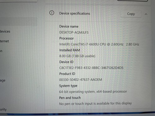 Cámara web Dell Latitude E7470 256gb Nvme Win 11 i7-6600u 2.80ghz 8gb Ram HDMI - Imagen 2 de 7