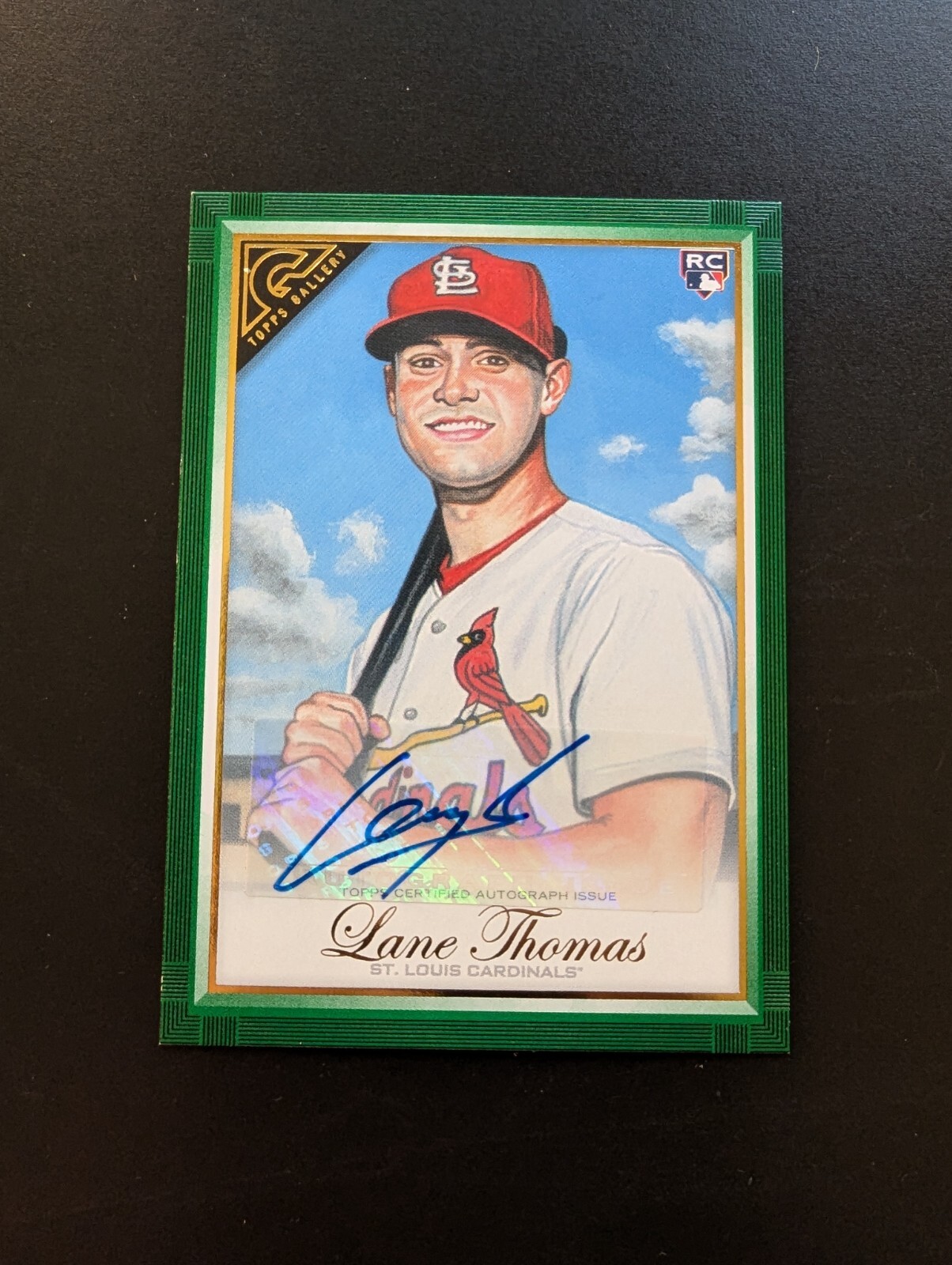 2019 Topps Gallery Green Parallel /99 Auto Lane Thomas #70 Rookie RC