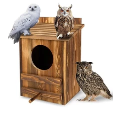 Owl Houses For Outdoors 16.1X11.8X9.5 Large Carbonized Barred Owl Nesting Box