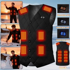 USB Heated Black Hunting Vest 16 Zones Adjustable Gilet Unisex M-XL for Outdoors