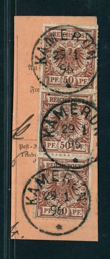 Colonias alemanas Camerún precursor Michel n.º V50d probado rayas de 3