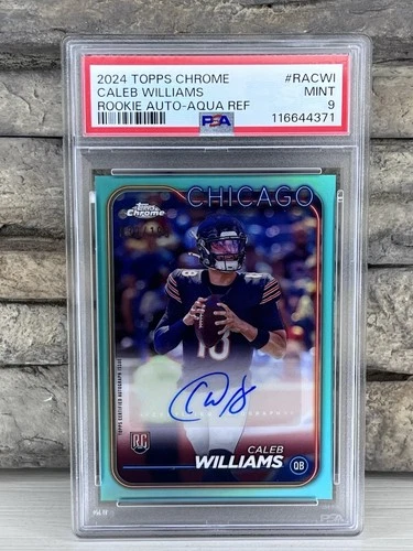 2024 Topps Chrome Rookie Auto Variation Caleb Williams Aqua PSA 9 #/199