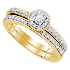 10kt Yellow Gold Womens Round Diamond Bridal Wedding Engagement Ring Band S