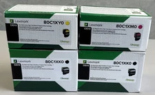 4 Lexmark Genuine CX510 EHY Toner Black 2 Yellow Magenta 80C1XK0 80C1XM0 80C1XY0
