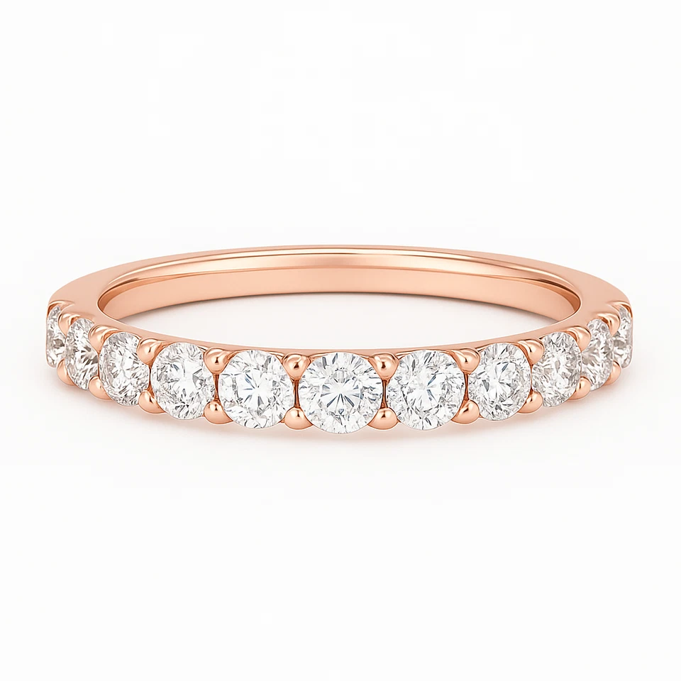 0.8 CT Pave Set Lab Grown Diamond Wedding Band in 14k Gold - NEW - Image 2 of 3