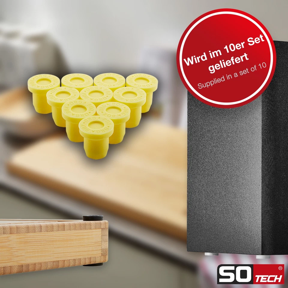 10er Set ORGA-BOX Silikonfuß für Bohrloch-Ø 10,5 mm Anti-Rutsch Gummifuß SOTECH - Bild 2 von 4