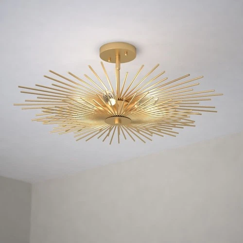 Nikko 6-Light Semi-Flush Mount in Mid-Century Modern and Starburst Style 9.5 - Picture 6 of 6