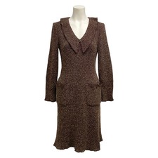 CHANEL P09265 Bordeaux Beige [Outer fabric] polyethylene, wool Women's Dress