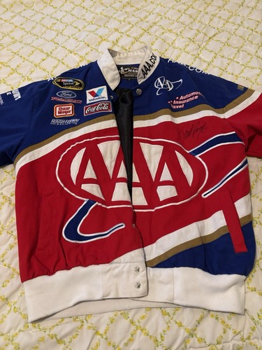 Vintage 90s Y2K Triple David Ragan Varsity Jacket Nascar Racing Mens Size M