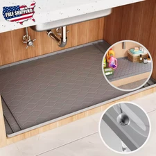 Under Kitchen Sink Mat ( 34”x22”x1” ) Silicone Waterproof Mat Tray Liner Cabinet