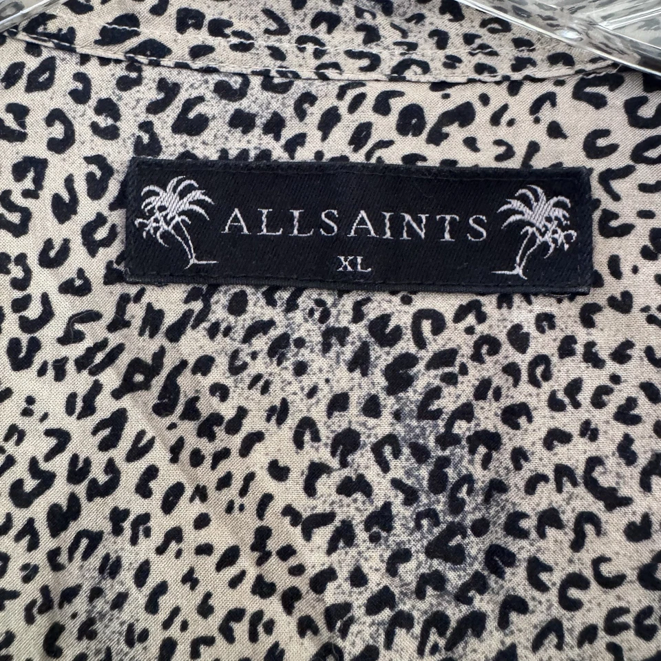 Camisa de viscosa con botones con estampado de leopardo XL Allsaints para hombre Foto 3 de 4