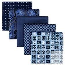 5 Pieces Assorted Mens Silk Pocket Square Handkerchiefs Set Lot