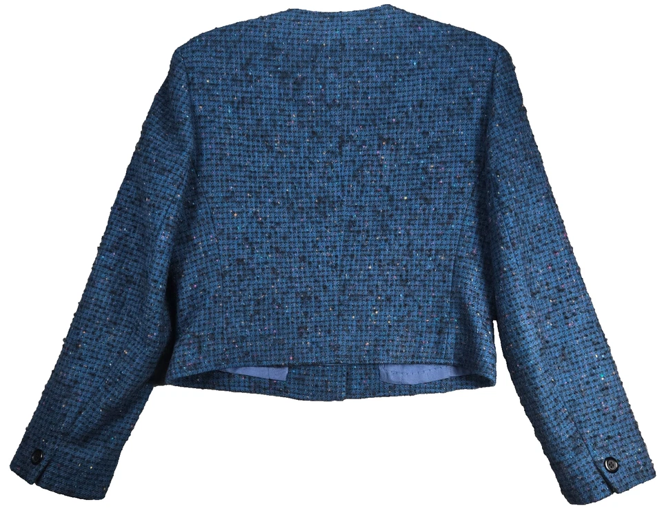 Blazer corto Pendleton vintage para mujer 8 azul lana virgen oficina carrera chaqueta Foto 3 de 4