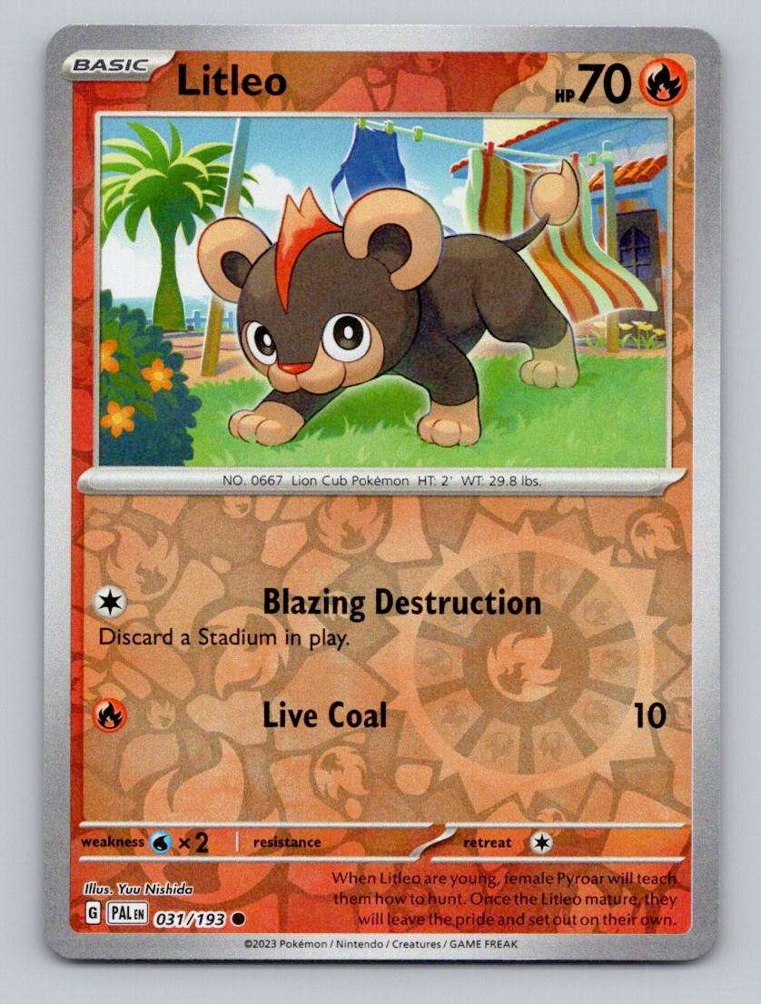 Litleo 031/193 Common Paldea Evolved Pokemon Reverse Holo Near Mint