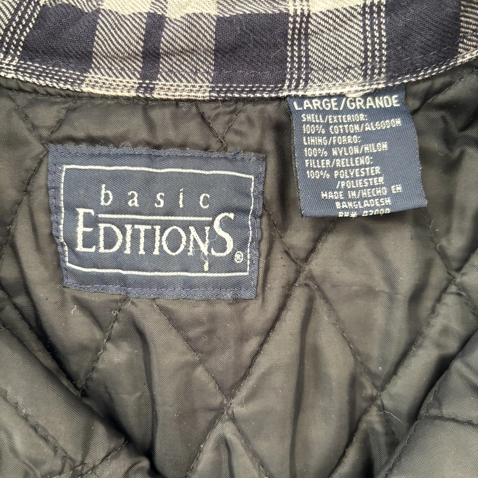 Mens Plaid Flannel Shirt Jacket Size Large Shaket Quilted Outdoor Button Up - Image 3 of 4