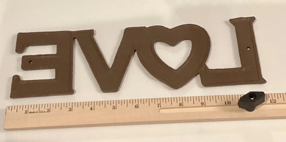 Cast Iron LOVE Shabby Chic Style Sign Decor 11.5" x 3.5" Rustic Letter Sign - Image 2 of 4