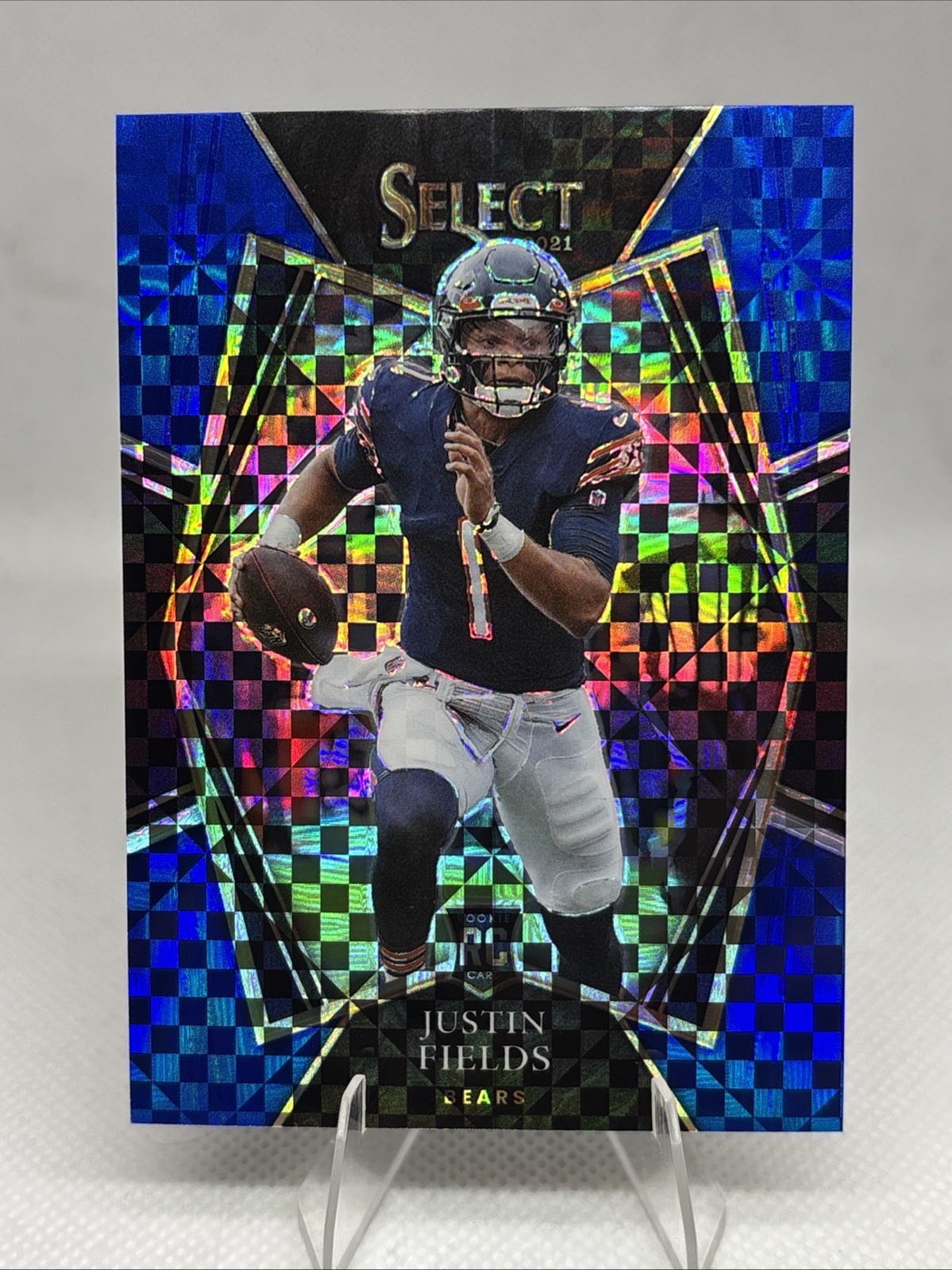 JUSTIN FIELDS 2021 Panini Select RC Premier Level Blue Checker Prizm /149 BEARS