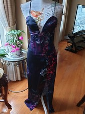 Guess By Marciano Midnight Garden Maxi Crystal Dress High Split XS Flower Floral