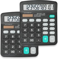 2 Pack Calculator Bulk, 12 Digits Calculators Desktop with Large LCD Display and