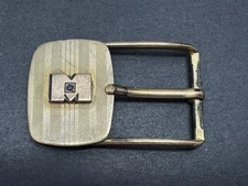 Vtg Balfour MONSANTO Oil Belt Buckle Black Stone 12 Kt Gold Filled