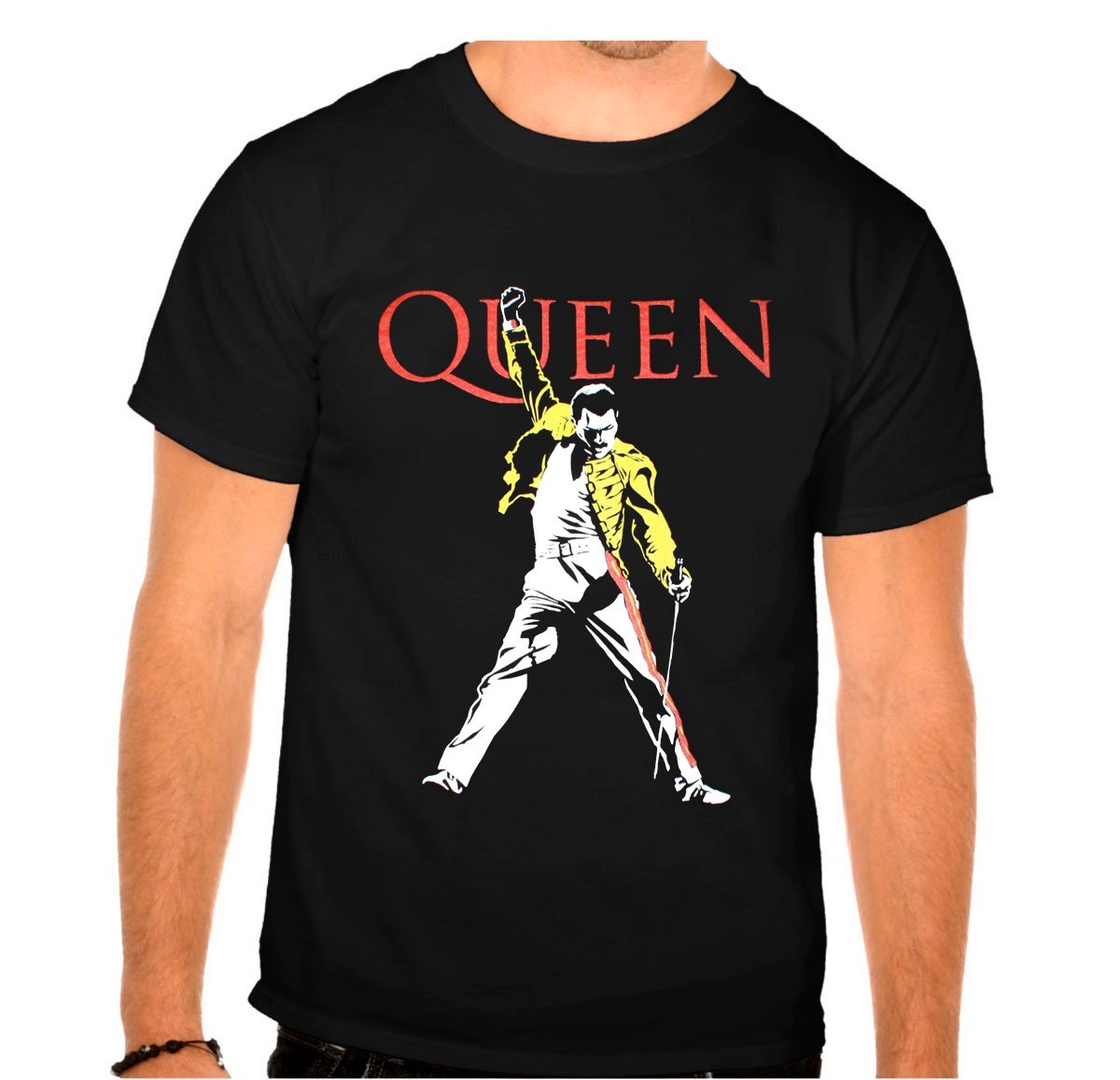 Camiseta QUEEN FREDDIE MERCURY Rockband Rock Music Legends NEGRA - 926