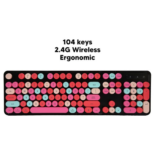 Wireless Keyboard And Mouse Combo 2.4G Wireless Mode Easy Operate Retro Punk FY - Afbeelding 18 van 30