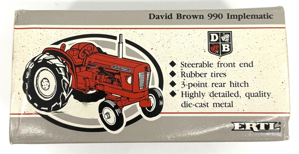 Vintage ERTL David Brown 990 Implematic Tractor 1/32 Die-Cast Model w/ Box - Image 4 of 4