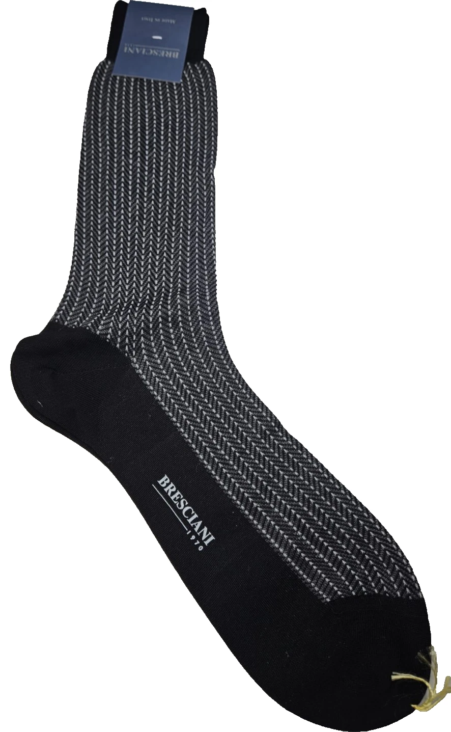 BRESCIANI Socks Men Italian 100% Cotton Size L - Black/Gray - New