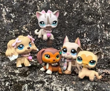 5Pcs Little Pet Shop LPS Shorthair Cat and Dog Body Kids Gift Animal Mini Toy