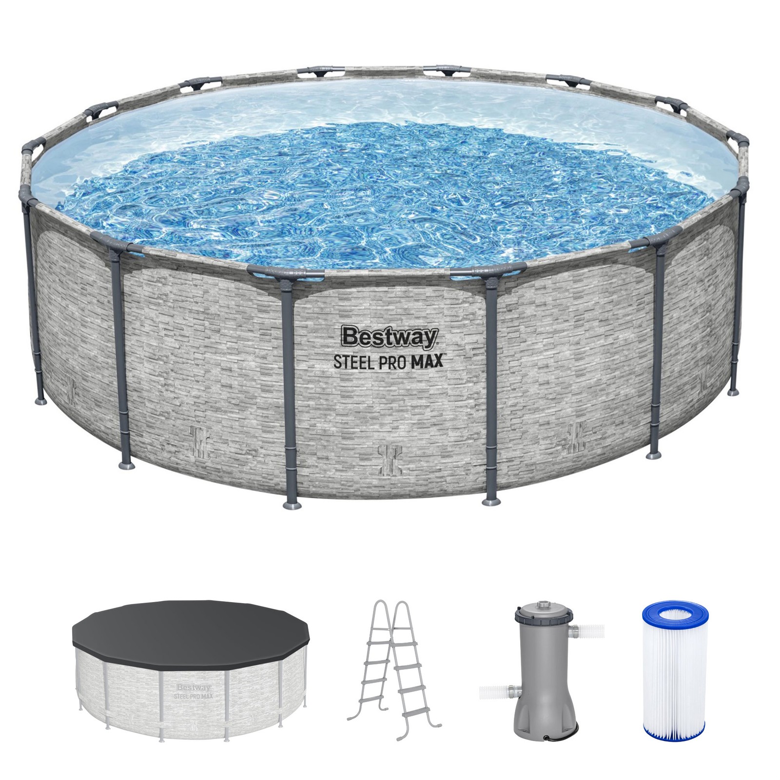 Bestway Steel Pro MAX 14'x48" Round Above Ground Swimming Pool with Pump & Cover