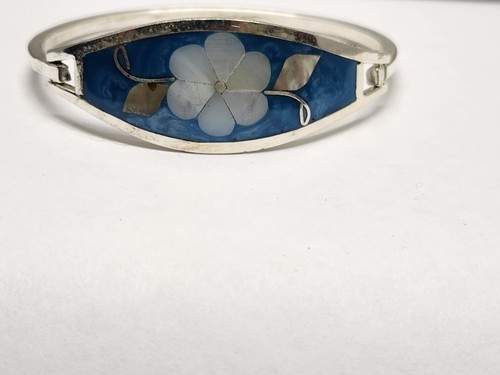 Brazalete de cierre floral plateado de alpaca - Imagen 8 de 13