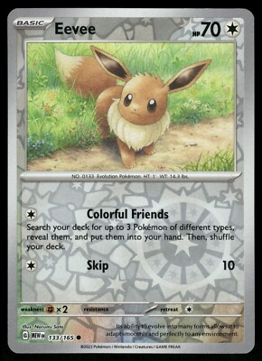 Eevee Reverse Holo NM 133/165 Scarlet & Violet 151 Pokemon Card | eBay